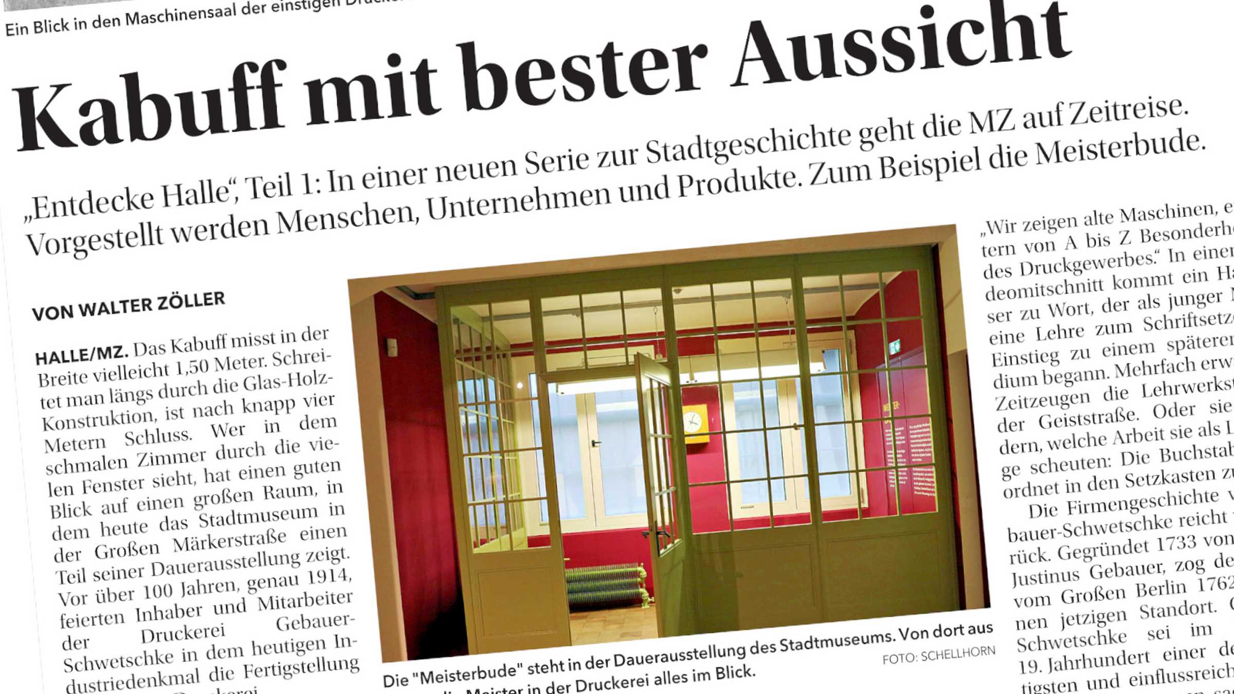 MZ-Serie von Walter Zöller Screenshot des 1. Zeitungsartikels der MZ-Serie, Ausschnitt