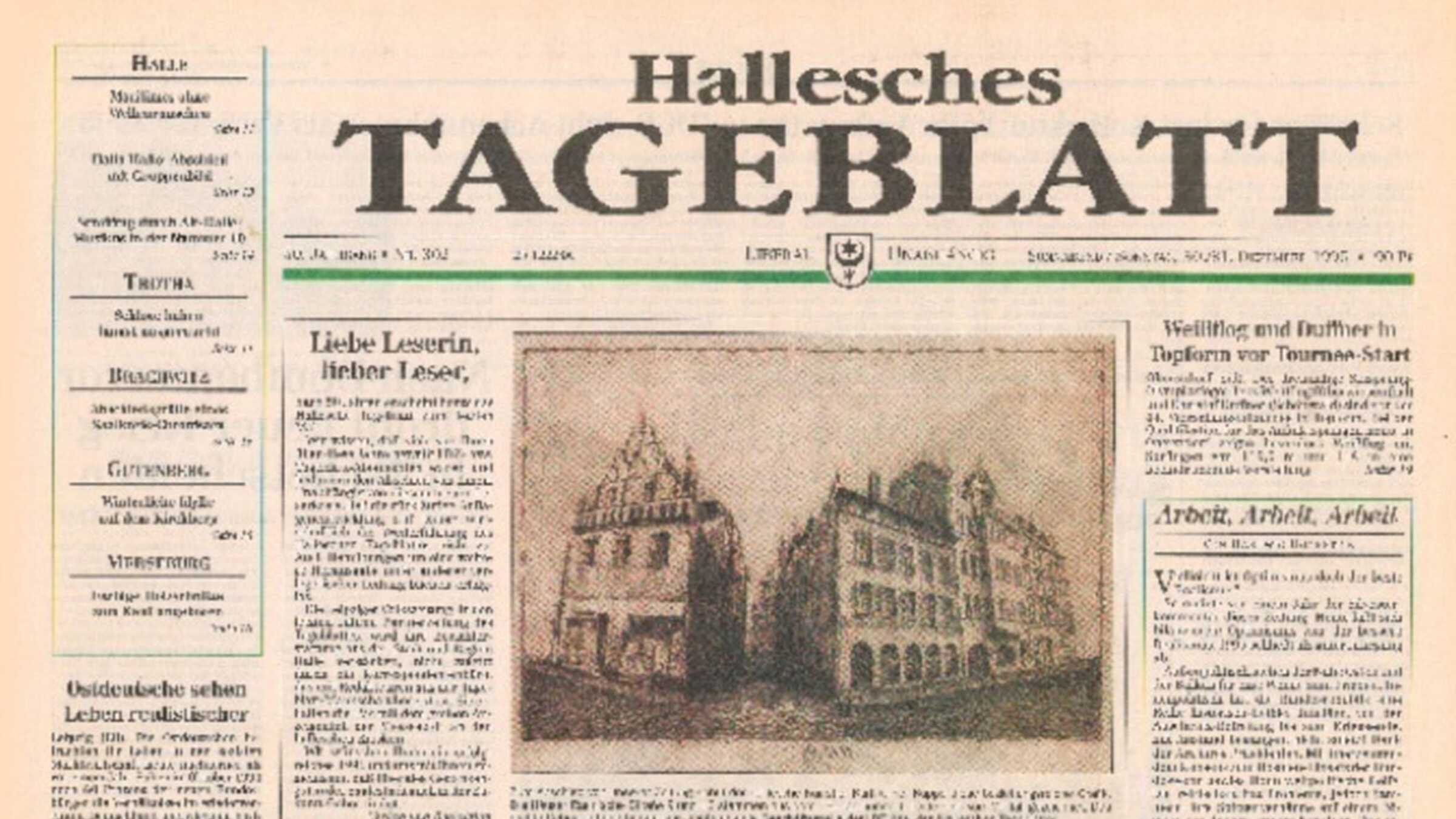 Titelblatt einer Ausgabe des Halleschen Tageblatts