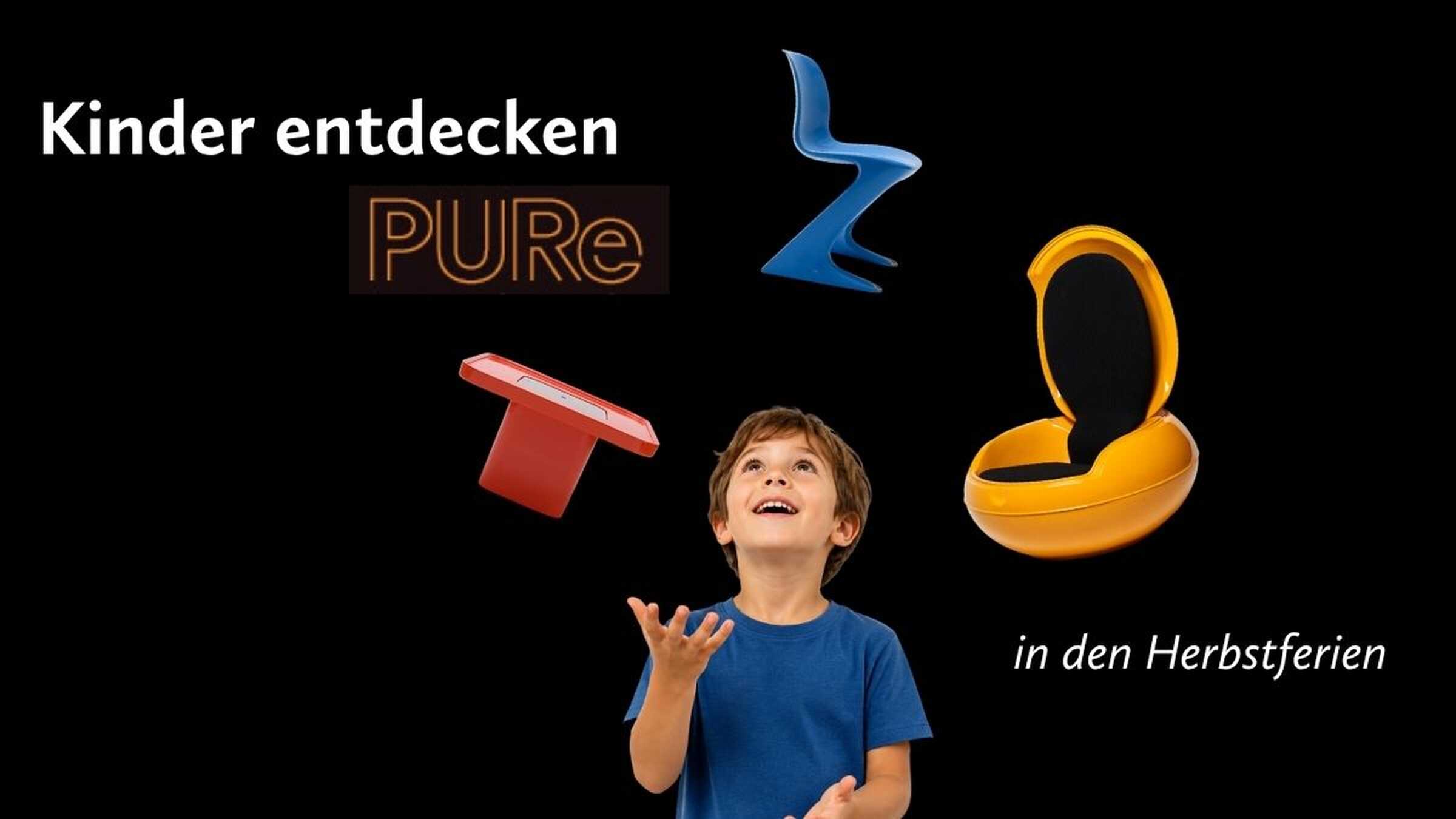 Kind jongliert mit Z-Stuhl, Tisch und Garten-Ei