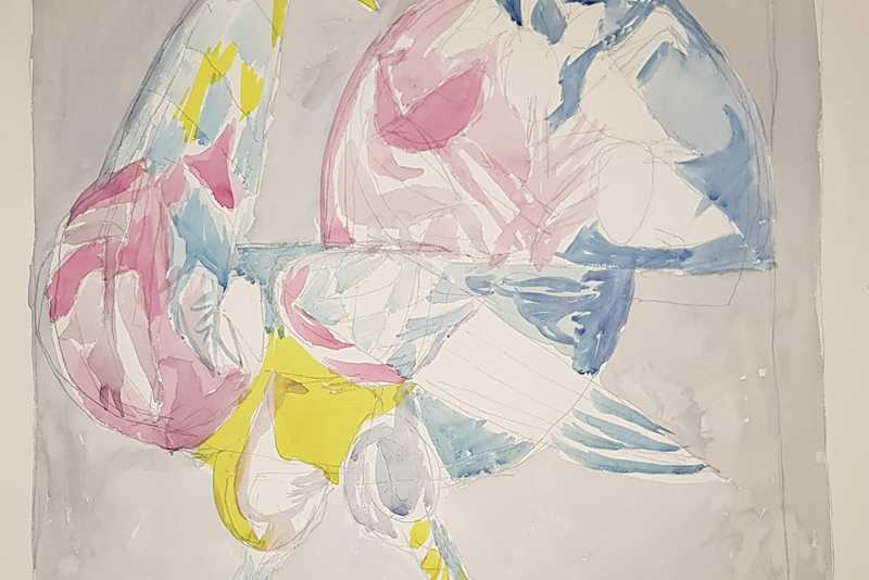 Vorskizze und Entwurf von Marieles Riebesel für den Gobelin „ Hahn&quot;