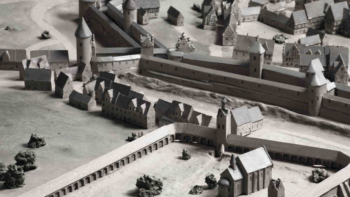 Detailfoto Stadtmodell mit Stadtmauer