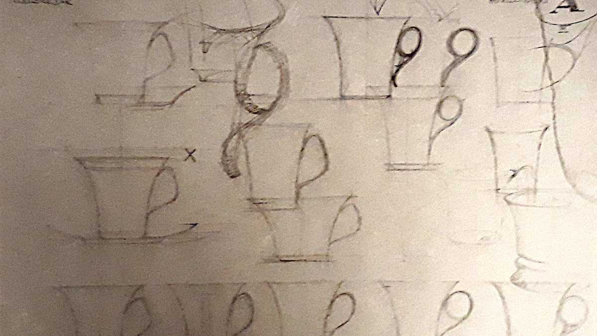 Krokus-Tasse Hubert Kittel Zeichnung des Tassenentwurfs Typ Krokus