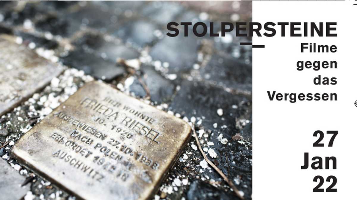 Foto Stolperstein und Veranstaltungsankündigung