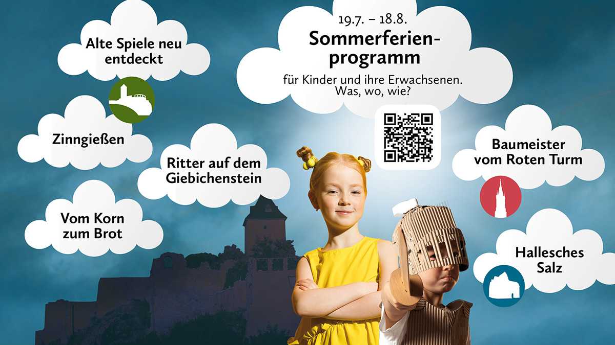 2 Kinder vor der Silhouette der Oberburg