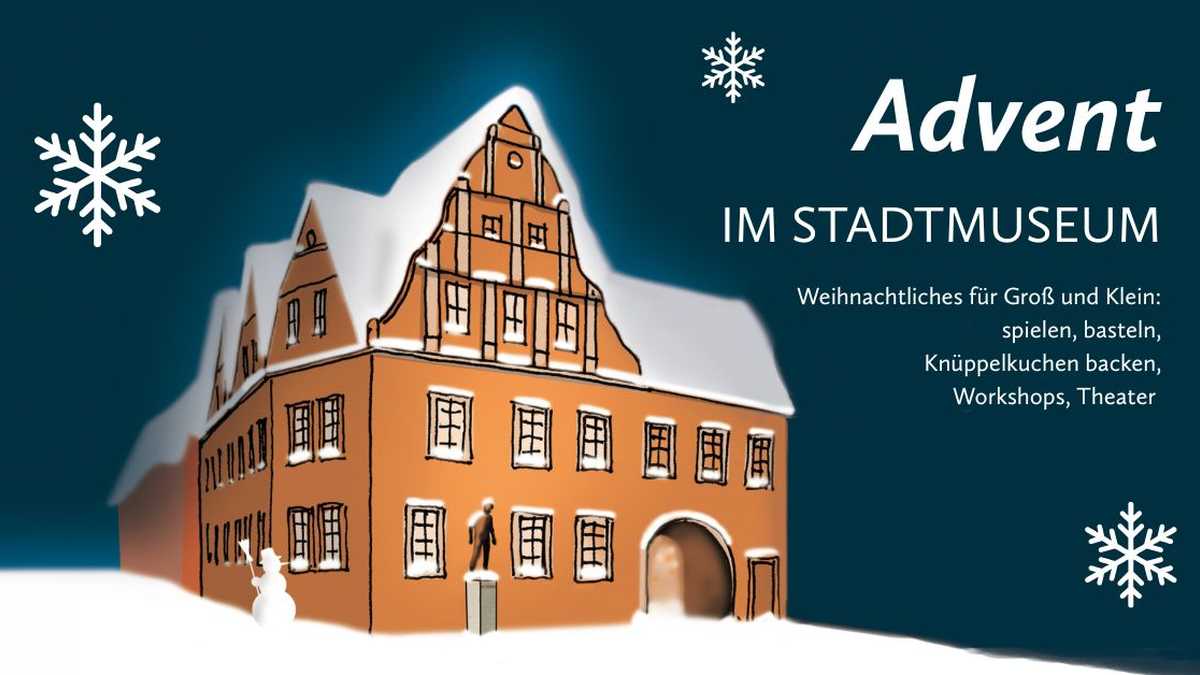 Zeichnung des Christian-Wolff-Hauses mit Schnee