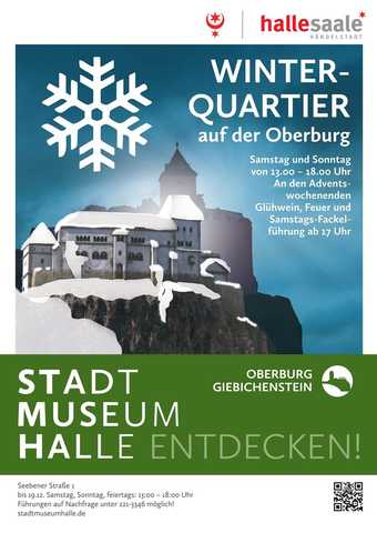 Winterquartier Giebichenstein Grafisches Motiv der Oberburg im Winter
