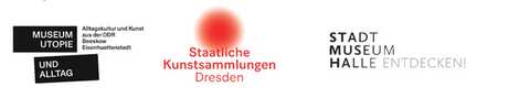 Logos von: Museum für Utopie und Alltag, Staatliche Kunstsammlung Dresden und Stadtmuseum Halle